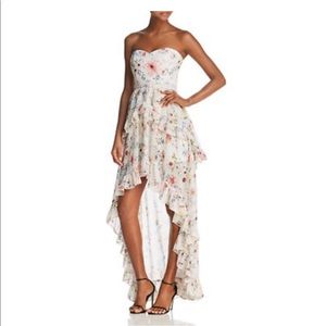 Aqua floral high/low maxi dress Small